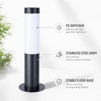 Outdoor Wired Bollard Light, Black Stainless Steel Cylinder Lamp - Image 3
