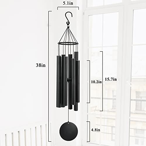 Large Wind Chimes Outdoors Deep Tone, in Memory of Loved One Wind Chimes for Outside,Sympathy Chimes Gifts for Mother/Father,Prime/Clearance Memorial Chimes, Metal Chimes Outdoors Garden Décor(Black) - Image 3