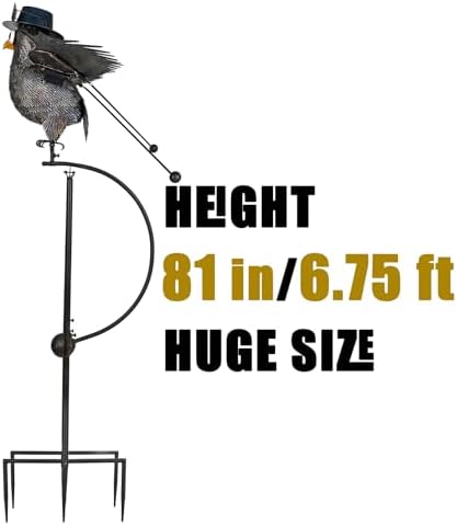 Kinetic Owl Garden Stake 81" Metal Rocker Bird Deterrent - Image 2