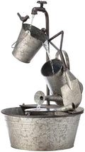 Alpine Corporation YHL106 Outdoor Floor 3-Tiered Metal Garden Tools Water Fountain, Tools and Faucet Waterfall, 28", Gray by Unknown