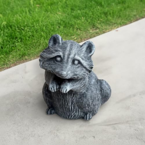 OLOMA Realistic Raccoon Stone Garden Statue Handmade Coon Concrete Outdoor Animal Sculpture Cement Yard Ornament Lawn Patio Porch Flower Bed Rustic Wildlife Decor Animal Lover Gift - Image 5