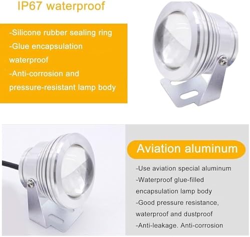 10W Underwater Spotlight - 12-24V Rotation Spotlight, IP68 Waterproof Surface Mounted Pool Lights, Submersible LED Lamps, Outdoor LED Ground Spotlight, For Fish Ponds, Aquariums(RGB+remote control,B-1 - Image 4