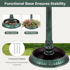 GIANTEX 42 inch Bird Bath Solar Lighted, Pedestal Bird Bath with Bird Feeder, Flower Planter Base, Solar Powered Lamp, 3 Ground Stakes, Standing Birdbath for Outside Garden Yard Outdoor (Green) - Image 4