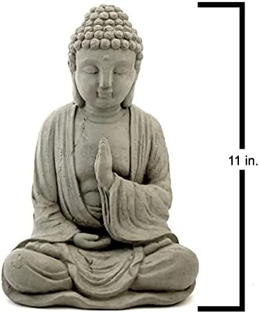 Blessing Buddha Statue: Durable Solid Stone with Distressed Texture. Unique Home Décor, Garden Accent. Sealed for Outdoors. Handcrafted USA. (Antique/Gray) - Image 3