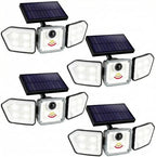 Bionic Flood Light 4 Pk Solar Lights Outdoor Waterproof, Ultra Bright 89 LEDs, 3 Heads Wide Angle Motion Sensor Outdoor Lights for Security, Wall, House, Spot Light, IP65 Waterproof – Stakes Included by BellHowell