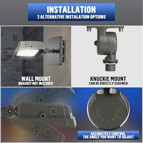 LAMPHOME LED Flood Lights Outdoor 15/20/35W and 3000/4000/5000K Adjustable 3900Lm,Dusk-to-Dawn Sensor o Dawn Flood Light for Yard, Garage, Garden,UL Listed, Includes Knuckle Mount UL Listed - Image 5