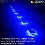 Lacasa Solar Deck Lights, 4 Pack 30LM LED Dock Lights Blue Light, Outdoor Solar Powered Step Lights Light up All Night IP68 Waterproof Auto ON/Off for Garden Stairs Driveway Pathway Lighting - Image 5