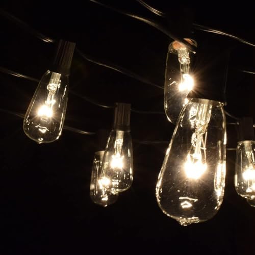 Vintage Edison Outdoor String Lights (ST40 Clear - Black Wire, 25 ft) - Image 4