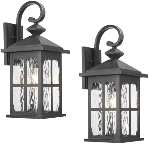 Darkaway Large Outdoor Light Fixtures Wall Mount, 21inch Outside Wall Lights Exterior Lighting Fixture with Water Ripple Glass Outdoor Sconce for House Porch Hallway Garage, 2Pack by Darkaway