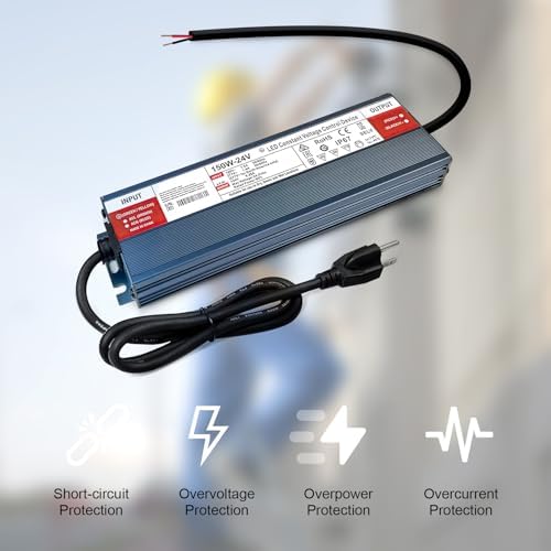 QNNP® LED Driver 150 Watts 24V DC with Plug, Waterproof Low Voltage Transformer Power Supply Transformer Adapter AC 85V-265V to 24V DC, IP67 LED Power Supply for Outdoor Indoor Lighting - Image 4