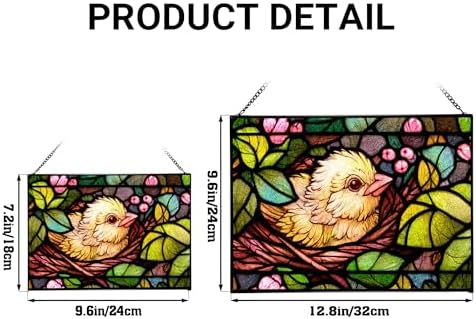 Chick Emerging from Nest in Spring Rectangular Stained Glass Suncatcher – Hanging Window Panel with Animal & Nature Scene – Vibrant Glass Art Gift for Wildlife, Fantasy, Nature Lovers x0aKZW - Image 4