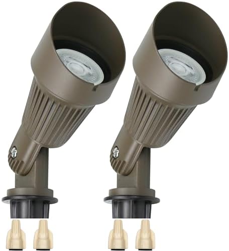 Lumina Lighting® 4W Landscape lighting 12V Landscape Lights Low Voltage Landscape Spotlights Warm White Waterproof Outdoor Replaceable LED Bulb for Garden, Lawn, Porch, Patio and Yard (Bronze, 2-Pack) by LuminaLighting%C2%AE