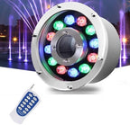 LED Ring Fountain Light - Submersible Underwater Pond Lights, IP68 Waterproof Stainless Steel Colored Spotlight, AC12V-24V Middle Hole Pool Lights, For Fountains/Landscape Illumination(24W(ac24v)) by Unknown