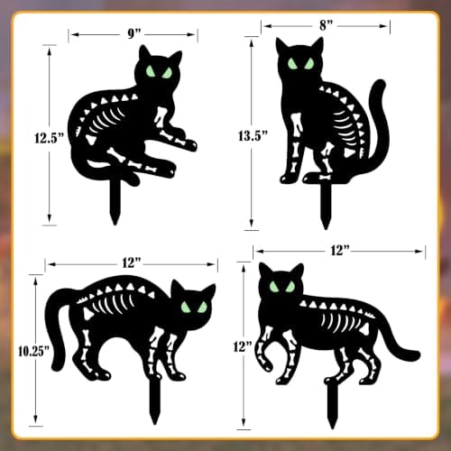 Halloween Decorations Outdoor,4 Pack Black Cat Silhouette Garden Stakes - Image 6