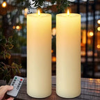 14"×4" Large Outdoor Flameless LED Candles, IP45 Waterproof, Ivory 2 Pack by Lightupyourlife