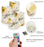 Dragonfly Sunflower Battery Candle Timer Battery Powered LED Candles Color Changing Pillar Electric Fake Candles Bulk for Home Table Decoration Set of 4 - Image 3