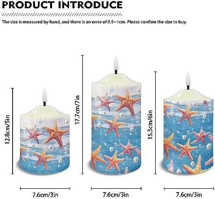 Cozeyat 3Pcs Flameless Candles Battery Operated Sea Starfish Design Warm Yellow Tealights 4/6H Timers LED Tea Lights with Remote Control for Wedding Table Centerpiece - Image 6