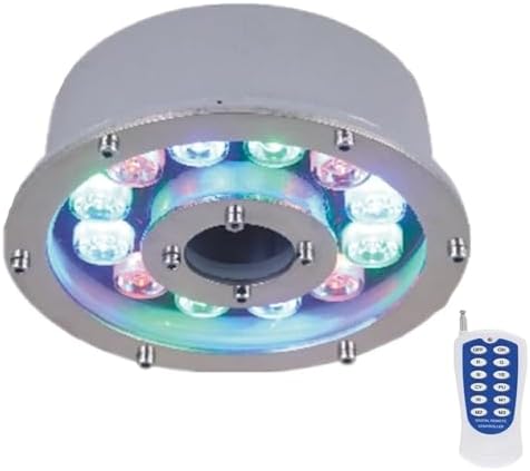 Ring Swimming Pool Underwater Lamp - Submersible LED Fountain Light, 12/24V Embedded Landscape Spotlight, IP68 Waterproof Middle Hole Pond Lighting,RGB+Remote Control-9w(24v) by Unknown