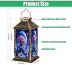 Solar Hanging Lantern Cosmic Fantasy Tree Pink Blossom Flowers Snowy Crystal Mountains Blue Waterproof LED Lights Decor Patio Yard Lawn Porch Lamp, Birthday Gift for Mom Women Garden Outdoor Decor - Image 2