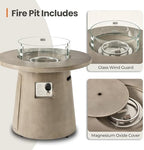 HOMPUS 31 inch Round Patio Propane Fire Table, Outdoor Fire Pit Concrete Fire Pit with Rain Cover 40,000 BTU Gas Smokeless Firepit for Outside Patio, Garden, Deck, Backyard, Gray - Image 3