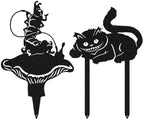 Alice in Wonderland Garden Stakes – Set 3: Caterpillar & Cheshire Cat – RealSteel Original – Rust or Black Outdoor Decor – Weatherproof American Steel – Made in USA (Black) by RealSteel