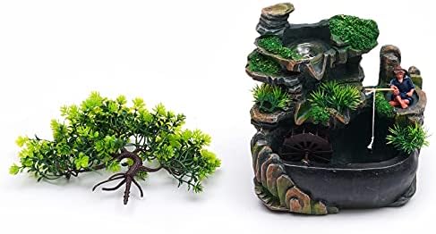 Rockery Tabletop Fountain Water Fountain Rockery Crafts Desktop Simulation Resin Rockery Bonsai with LED Automatic Pump for Office, Home, Bedroom Desk Decoration Gifts (A 7.9x5.9x11.8in) - Image 4