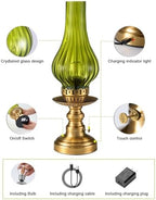 UMEXUS Vintage Rechargeable Cordless Table Lamp Battery Operated, Green - Image 6