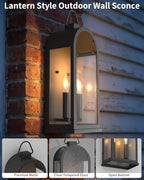 17" Outdoor Wall Lights 2-Light Lantern Black Exterior Lighting Fixtures - Image 6