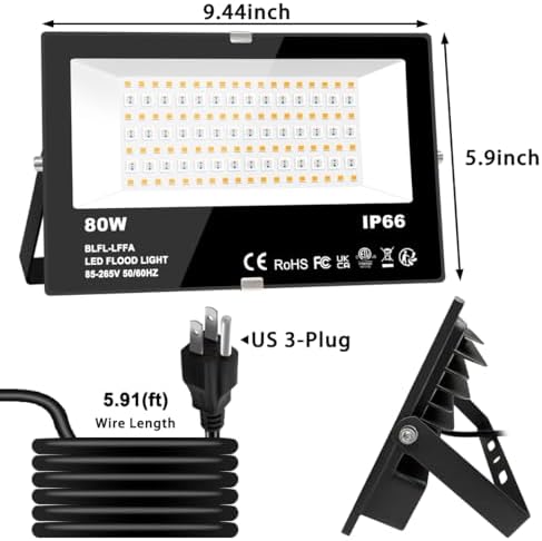 LED Flood Light Outdoor 800W Equivalent 8000LM Smart RGB Landscape Lighting - Image 6