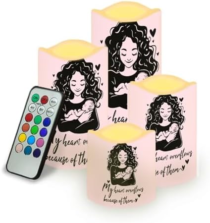 Mom Pattern Flameless Candles Battery Operated Candles with Remote Control and Timers Color Changing Mothers Day Decor Accessories Flickering LED Pillar Candles Set of 4 Cartoon Bat by Uorisanigo