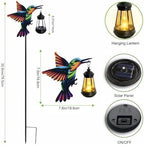 2 Pack Hummingbird Solar Garden Lights Waterproof Outdoor Metal Stakes with Solar Lantern Gifts for Women Mom Grandma Birthday for Path Yard Patio Porch Lawn (Multicolor, Colorful Hummingbird) - Image 2