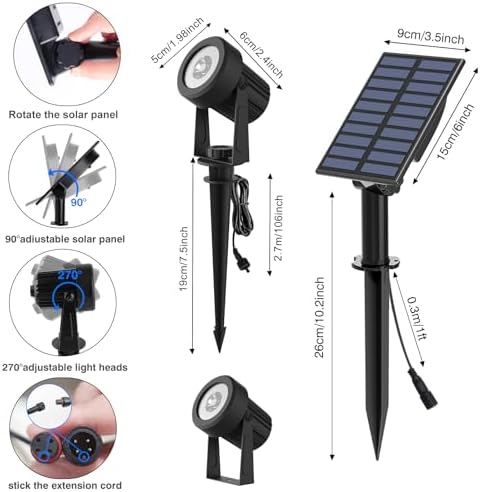 T-SUNUS RGB Solar Landscape Spotlights IP65 Waterproof 2-Pack Outdoor - Image 7