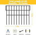 ULIOK 30 Panels Garden Fence Animal Barrier, Animal Barrier Fences No Dig Fence, 42.5ft(L) x 13in(H) Dog Fencing Rabbit Fences, 1.5in Spike Spacing Rustproof Metal Fences Border for Outdoor Yard - Image 2