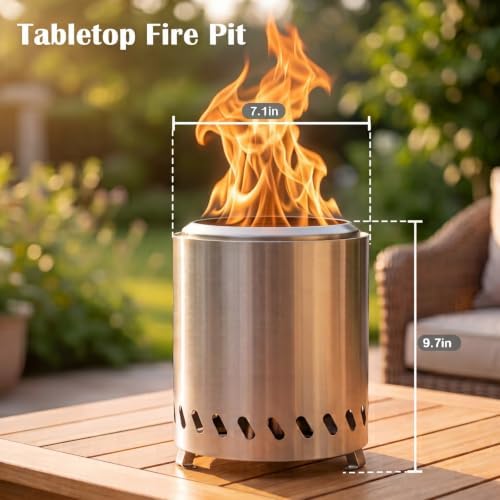 9.7 x 7.1 Inch Stainless Steel Tabletop Fire Pit Mini Smokeless - Image 2