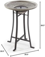 Smart Solar Perello IntelliSolar® Outdoor Solar-Powered Cement Birdbath Fountain with Remote, Bubbler, and 360-Degree Spray Topper, Distressed Cement Solar Birdbath, Gray - Image 3