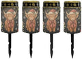 Poceacles Solar Lights Outdoor Christmas Lights for Cemetery LED Flameless Candle Cemetery Solar Pillar Candles Outdoor Decor, Christmas Highland Cow Candy Cane Print, 4 Pack by Poceacles