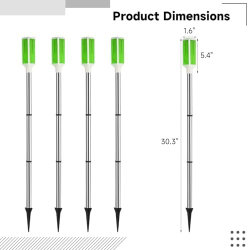 Joyibay 5-Pack Solar Powered Driveway Markers, Solar Warning Lights, Solar Outdoor Driveway Lights, Driveway Reflectors on Poles for Snow Road Yard (Green) - Image 6