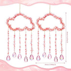 Suncalla 2 Pcs Crystal Suncatchers for Window Pink Clouds Boho Decor Hanging Sun Catcher Making Rainbow Artificial Crystal Prisms Wind Chime with Chain for Garden Home Wedding Ornament Gift - Image 3