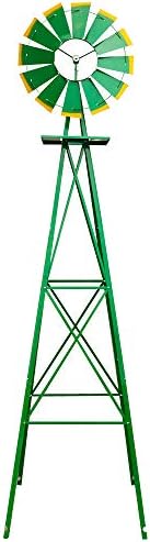lapday 8FT Ornamental Windmill, Outdoor Backyard Garden Decoration Weather Vane, Heavy Duty Metal Wind Mill Weather Resistant (Green) by lapday