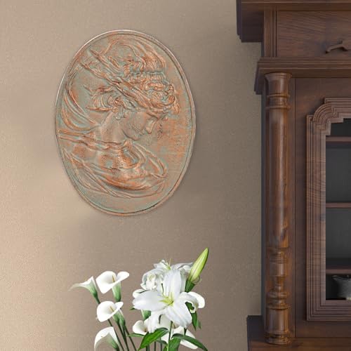 Sungmor Copper Cast Iron Wall Art, Oval-shaped Classical Lady Relief Plaque - Image 7