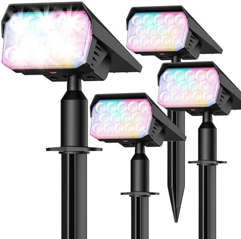 Solar Color Changing RGB Lights IP65 Waterproof, 56 LED 8 Lighting Modes Solar Spotlights, Landscape Lights for Yard Garden Pathway Holiday Decor, 4 Pack (Multicolor) by ShineSeed