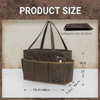 15.5-Inch Foldable Open Top Waxed Canvas Tool Bag, Multi-Purpose Wrench Tool Pouch with Handle, Durable and Water Resistant(Grey) - Image 2