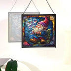 Gnome with Soap Bubbles Stained Glass Suncatcher – Square Hanging Window Panel for Home or Greenhouse – Whimsical Glass Art Gift for Garden Lovers, Christmas, Halloween, Father Days 4O54kD - Image 4