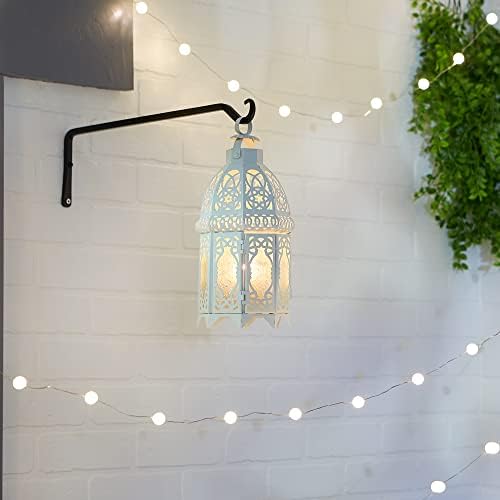 Accent Plus Christmas Decorations Indoor Lantern Decorative Outdoor Christmas Decorations Candle Lantern Moroccan Candle Holders Metal Hanging Lantern, White 5 X 5 X 12 Inches - Image 5