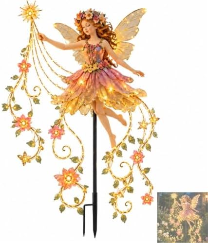 Enchanted Flower Fairy Solar Garden Light, Outdoor Figurine Statue with LED by Unknown
