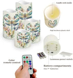 Dragonfly Floral Flameless Candles with Remote Timer Flickering LED Pillar Candles Color Changing Set of 4 Battery Operated Candles Indoor Outdoor Home Table Beach Wedding Decoration - Image 3