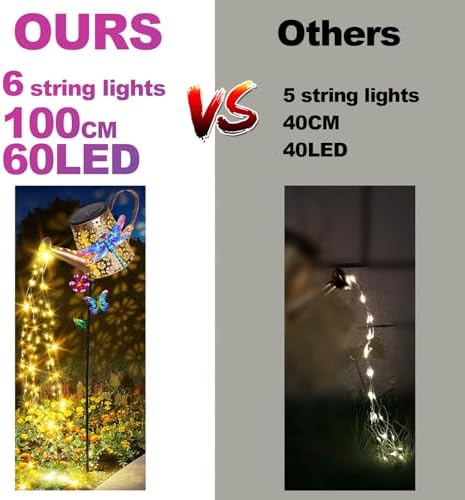 Large Solar Watering Can Lights with Dragonfly Outdoor Garden Decor Gifts - Image 5