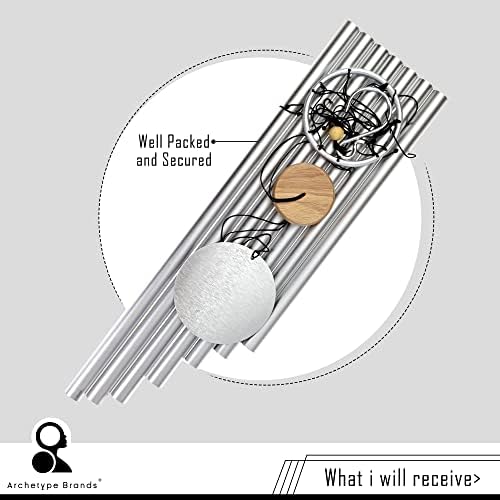 Wind Chimes for Outside and Inside – 44 inch – 528hz Solfeggio Healing Tones - Silver - Image 3