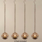 Solar Hanging Lanterns Outdoor Waterproof, Rust Iron Ball Candle Holder with Flickering Solar Powered Tea Lights, Perfect Chargeable Solar Lights for Backyard Patio Garden Fence Tree Decoration-4Pack - Image 7