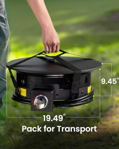 Ciays Large Propane Fire Pit 19 Inch, Gas Fire Pit with Grill Grate, Folding Legs, Hose Hooks, Propane Tank Holder, Cover & Carry Strap, Portable Outdoor Fire Pit for Camping, 58,000 BTU - Image 7